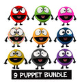 BUNDLE 9 PUPPETS (Peaceful, Scribble, Happiness, Love, Anger, Learning, Confidence, Sadness & Anxiety )