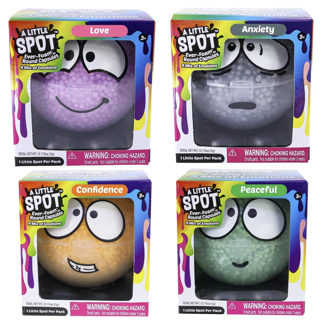 A Little Spot Ever Foam Slime Balls Capsules Pack, 4 Unique (Random Pack) Social Emotional Learning Slime Foam Balls for Kids,