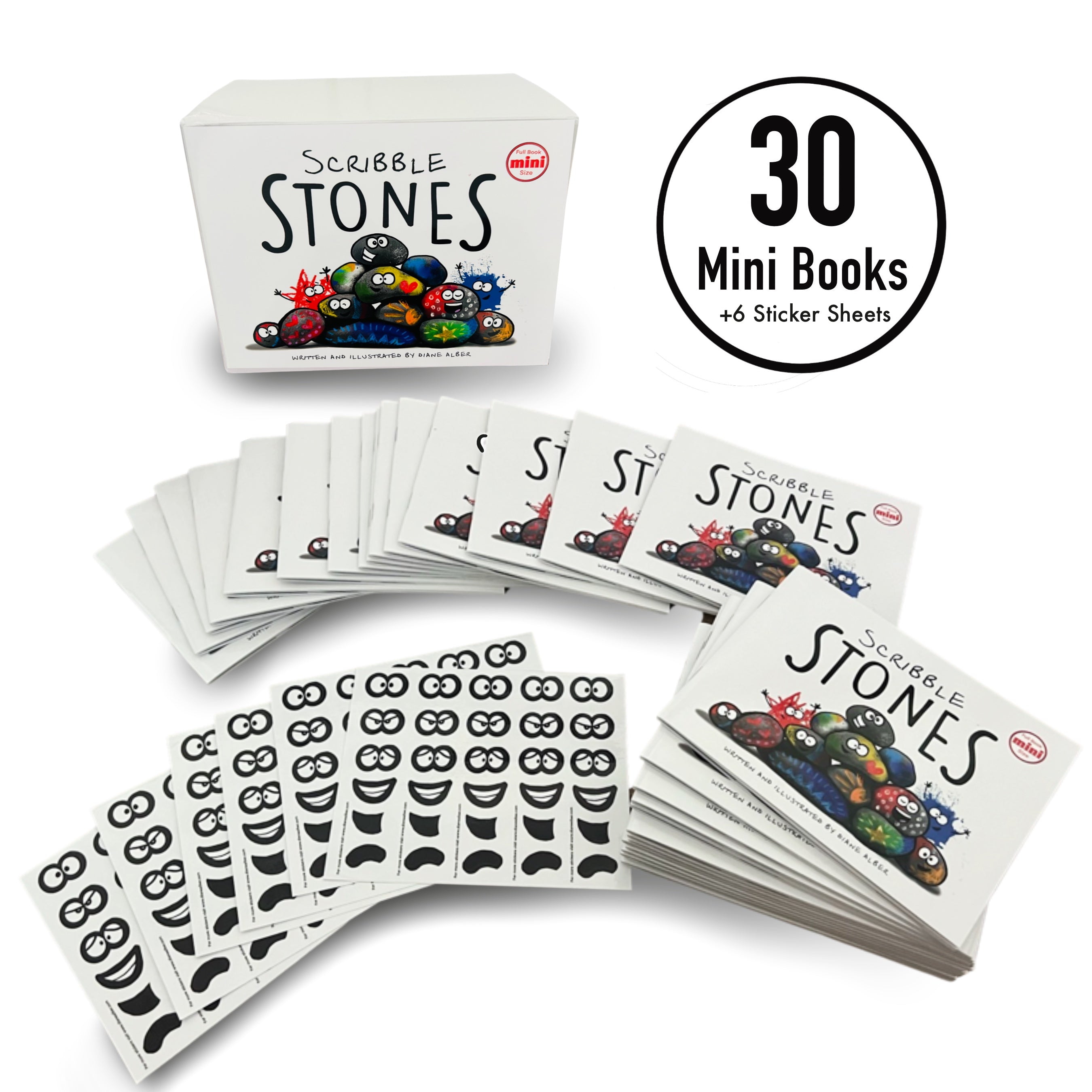 30 Mini Books plus 6 Sticker Sheets Scribble Stones – Diane Alber